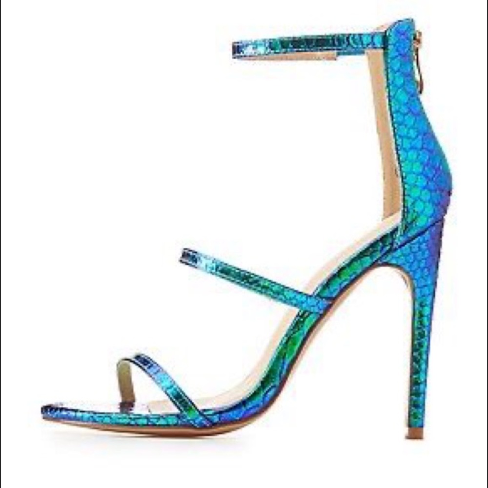 Mermaid Scale Iridescent Strap Heels